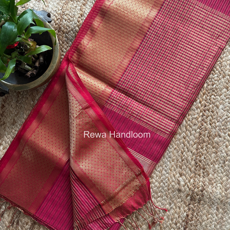 Exclusive Maheshwari Rani Pink Tissue Silk Saree ZTS0183
