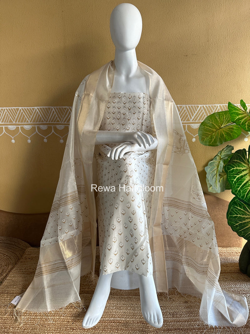 Maheshwari Handblock Print Top-Dupatta