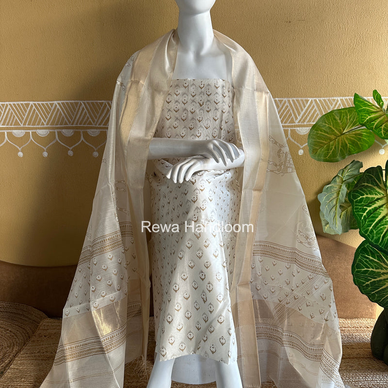 Maheshwari Handblock Print Top-Dupatta
