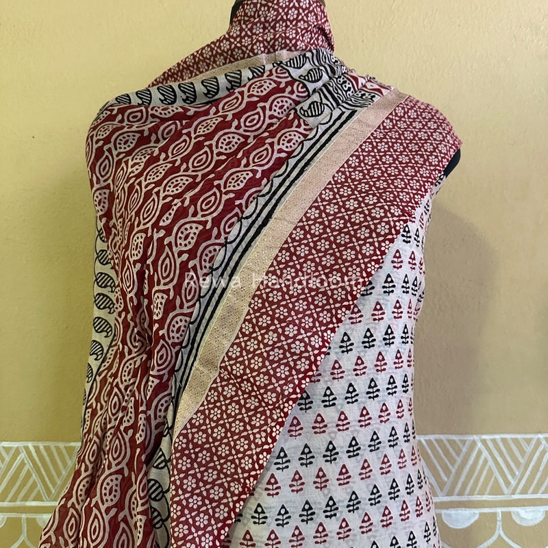 Maheshwari White Bagh Print Suit BSP0140