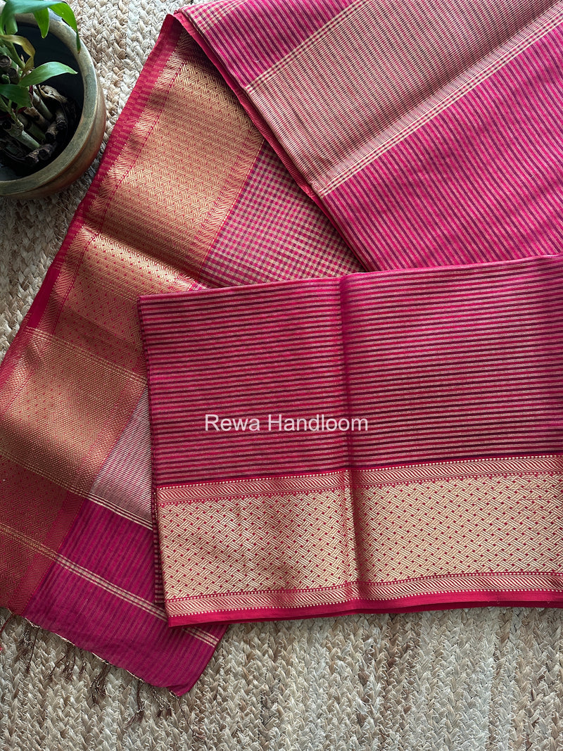 Exclusive Maheshwari Rani Pink Tissue Silk Saree ZTS0183