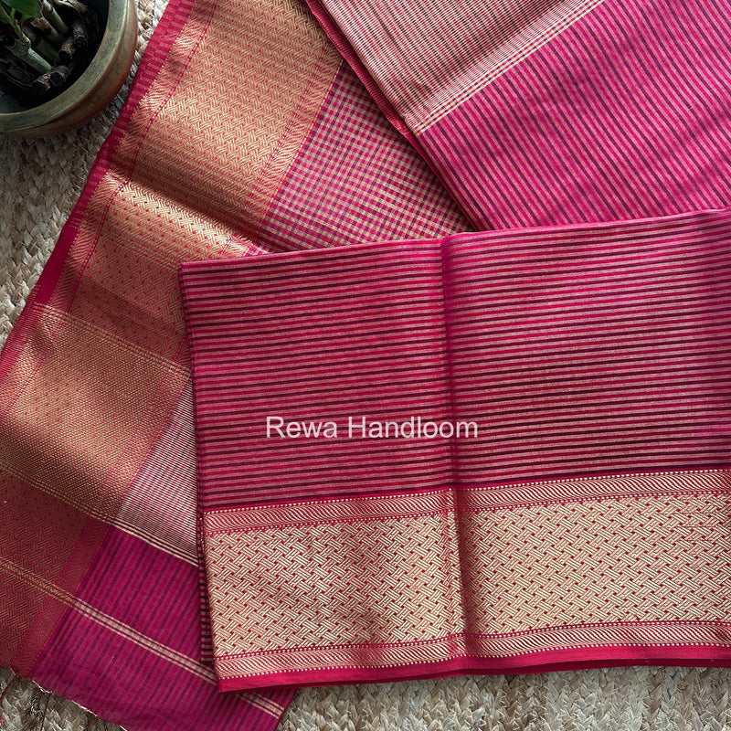 Exclusive Maheshwari Rani Pink Tissue Silk Saree ZTS0183