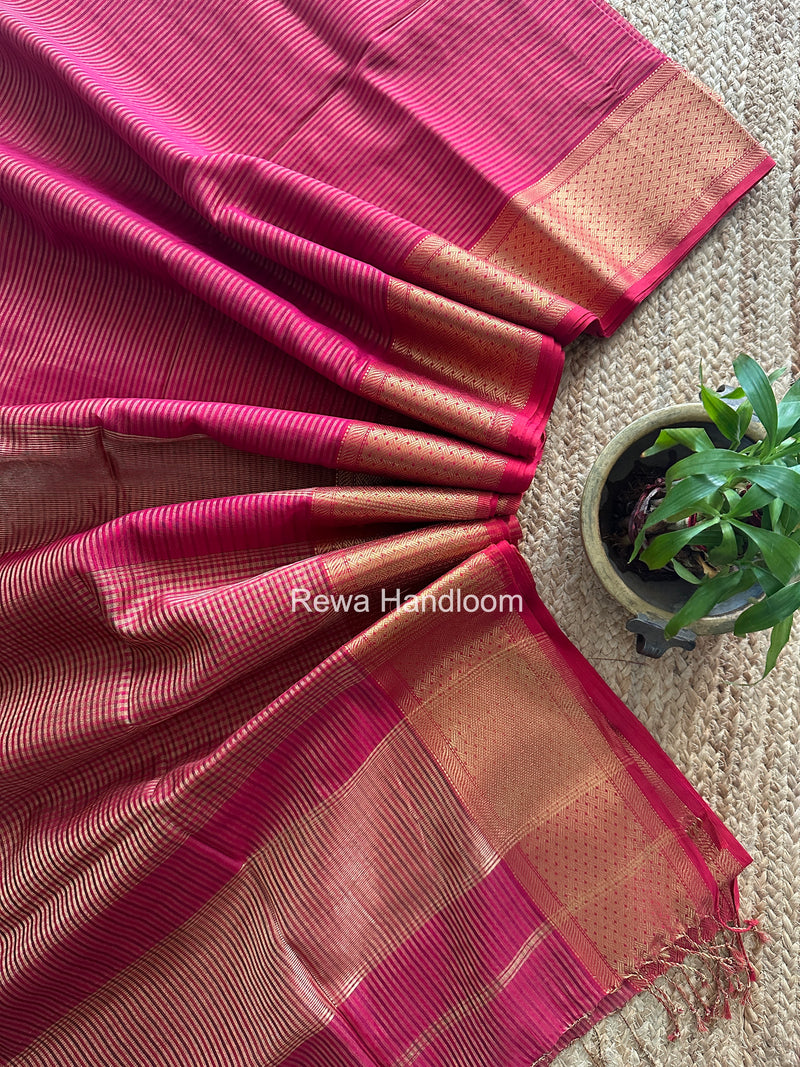 Exclusive Maheshwari Rani Pink Tissue Silk Saree ZTS0183