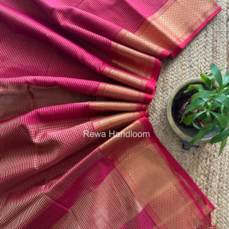 Exclusive Maheshwari Rani Pink Tissue Silk Saree ZTS0183