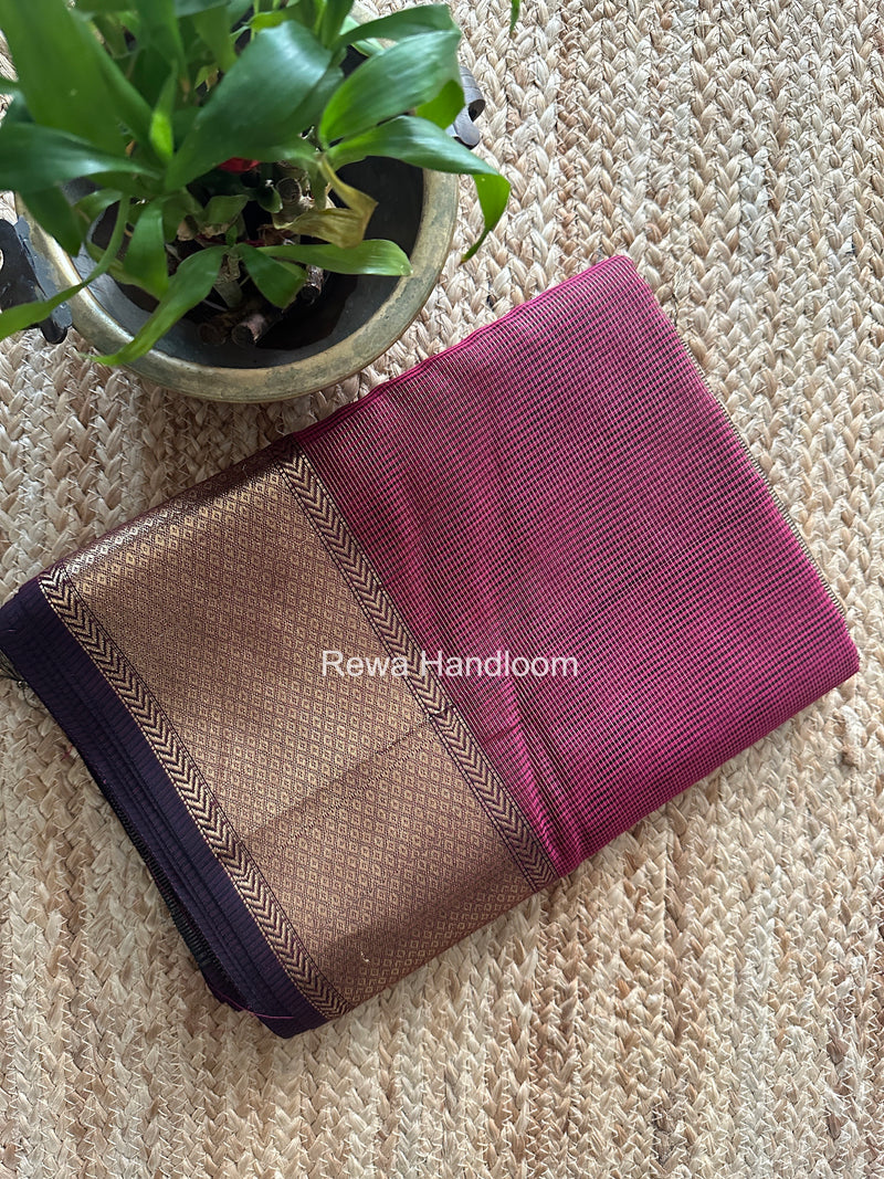 Exclusive Maheshwari Magenta Tissue Silk Saree ZTS0180