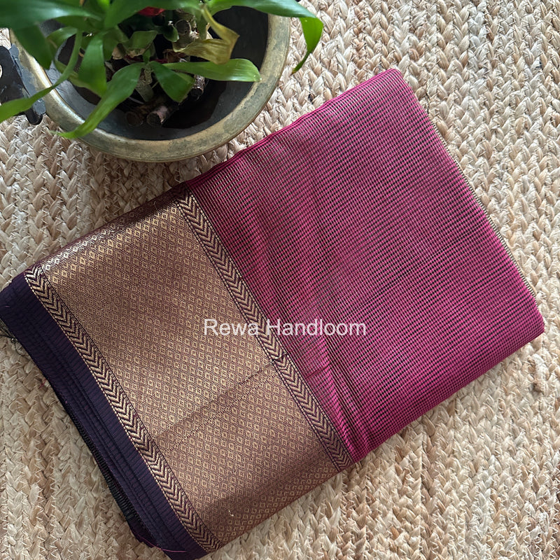 Exclusive Maheshwari Magenta Tissue Silk Saree ZTS0180
