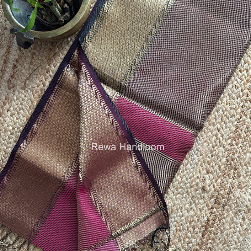 Exclusive Maheshwari Magenta Tissue Silk Saree ZTS0180