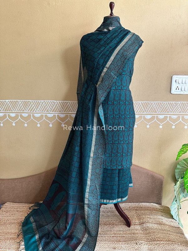 Maheshwari Rama Green Bagh Print Suit BSP0156