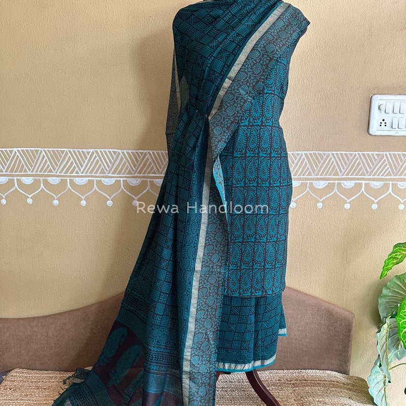 Maheshwari Rama Green Bagh Print Suit BSP0156