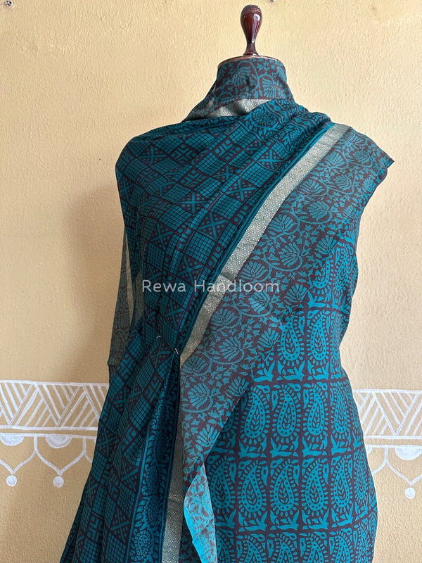 Maheshwari Rama Green Bagh Print Suit BSP0156