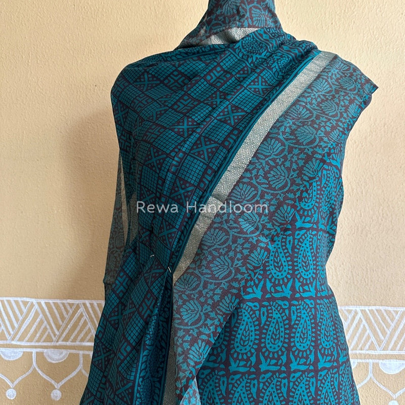 Maheshwari Rama Green Bagh Print Suit BSP0156