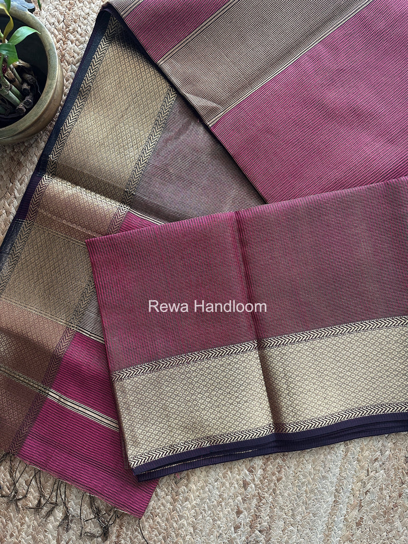 Exclusive Maheshwari Magenta Tissue Silk Saree ZTS0180