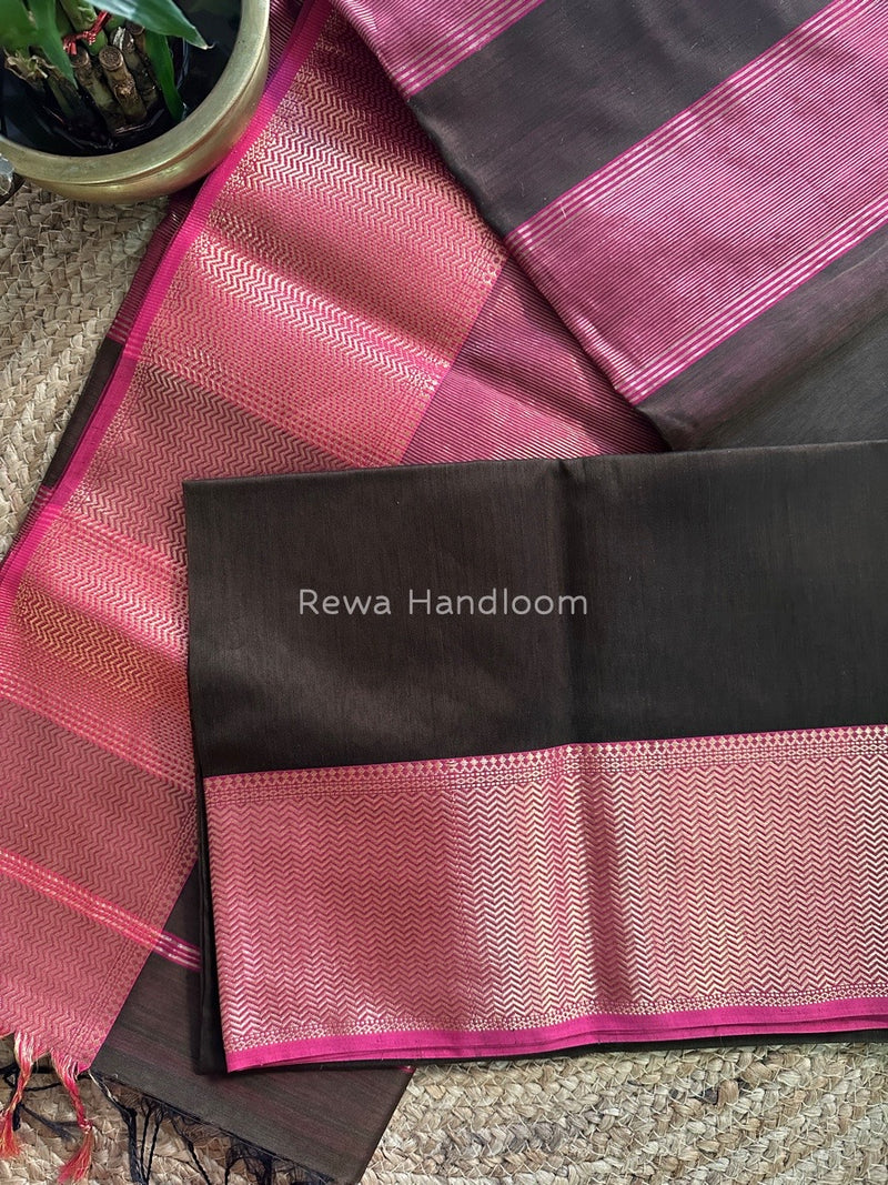 Maheshwari Dark Mehendi Green Zari Skirt Saree ZS037