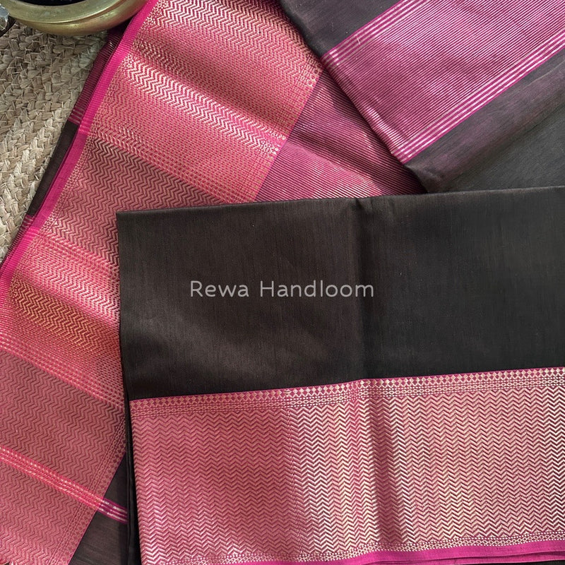 Maheshwari Dark Mehendi Green Zari Skirt Saree ZS037