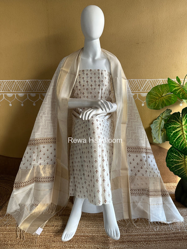 Maheshwari Handblock Print Top-Dupatta