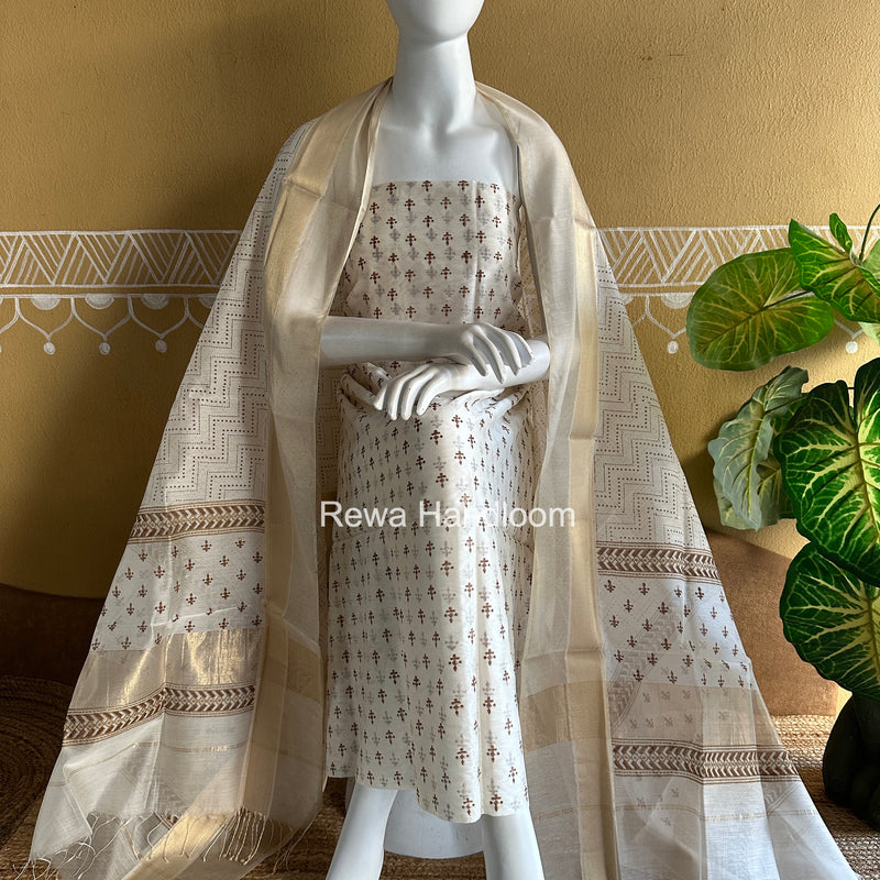 Maheshwari Handblock Print Top-Dupatta