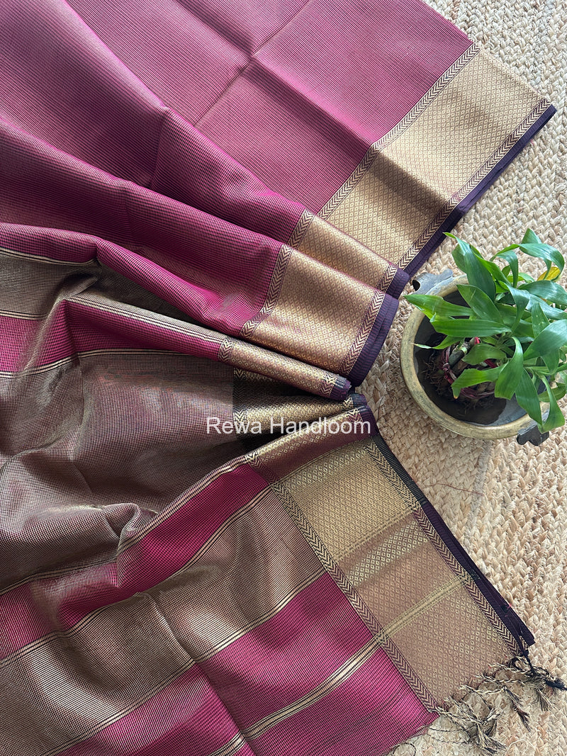 Exclusive Maheshwari Magenta Tissue Silk Saree ZTS0180