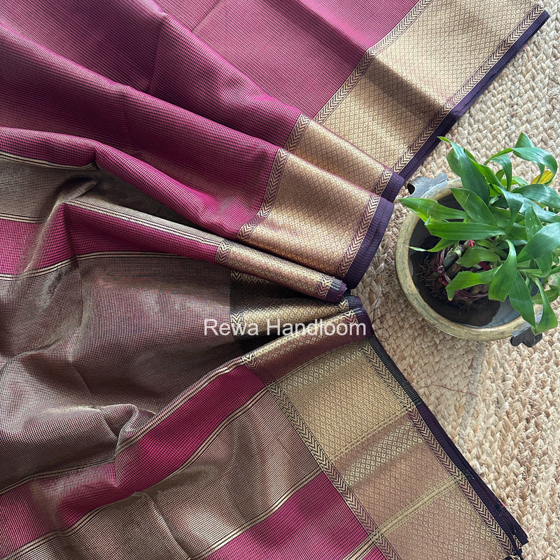 Exclusive Maheshwari Magenta Tissue Silk Saree ZTS0180