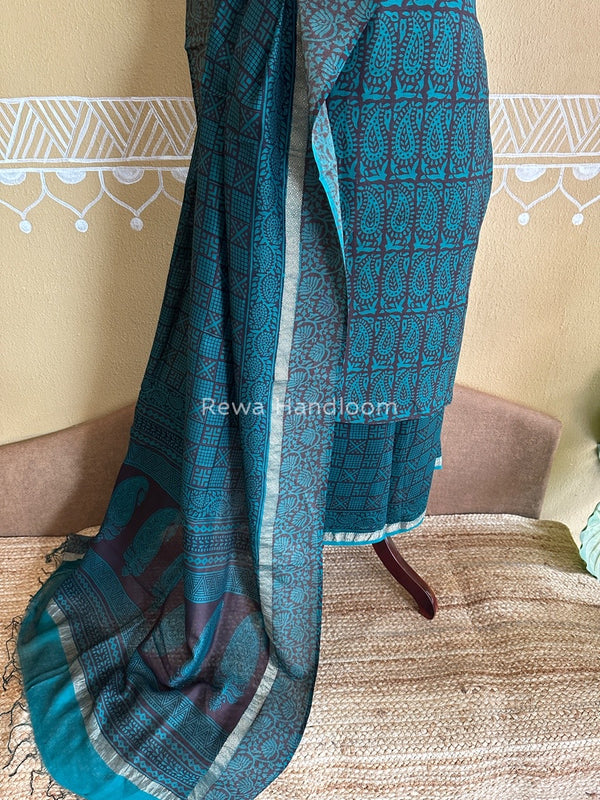 Maheshwari Rama Green Bagh Print Suit BSP0156