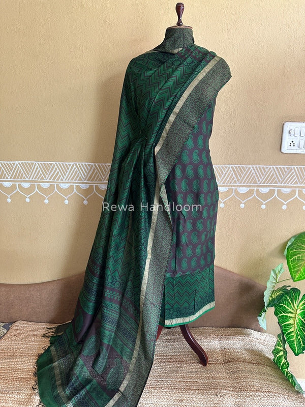 Maheshwari Coffee Brown Bagh Print Suit BSP0154