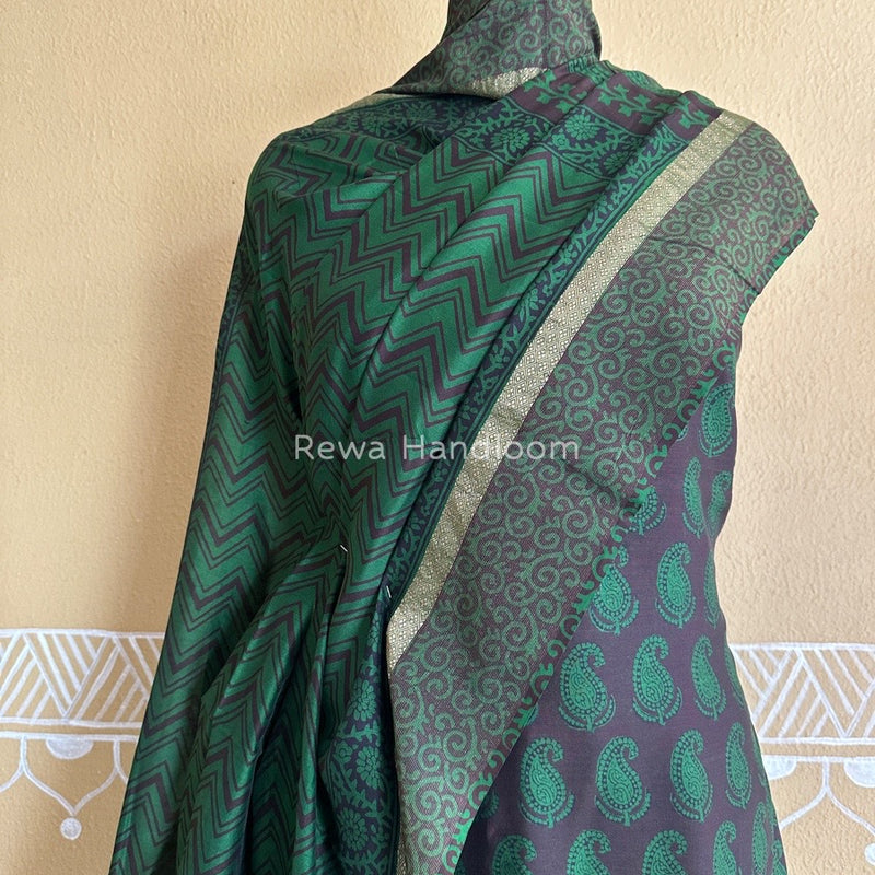 Maheshwari Coffee Brown Bagh Print Suit BSP0154