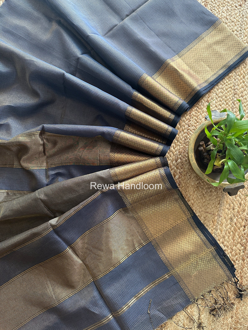Exclusive Maheshwari Livid Blue Tissue Silk Saree ZTS0181