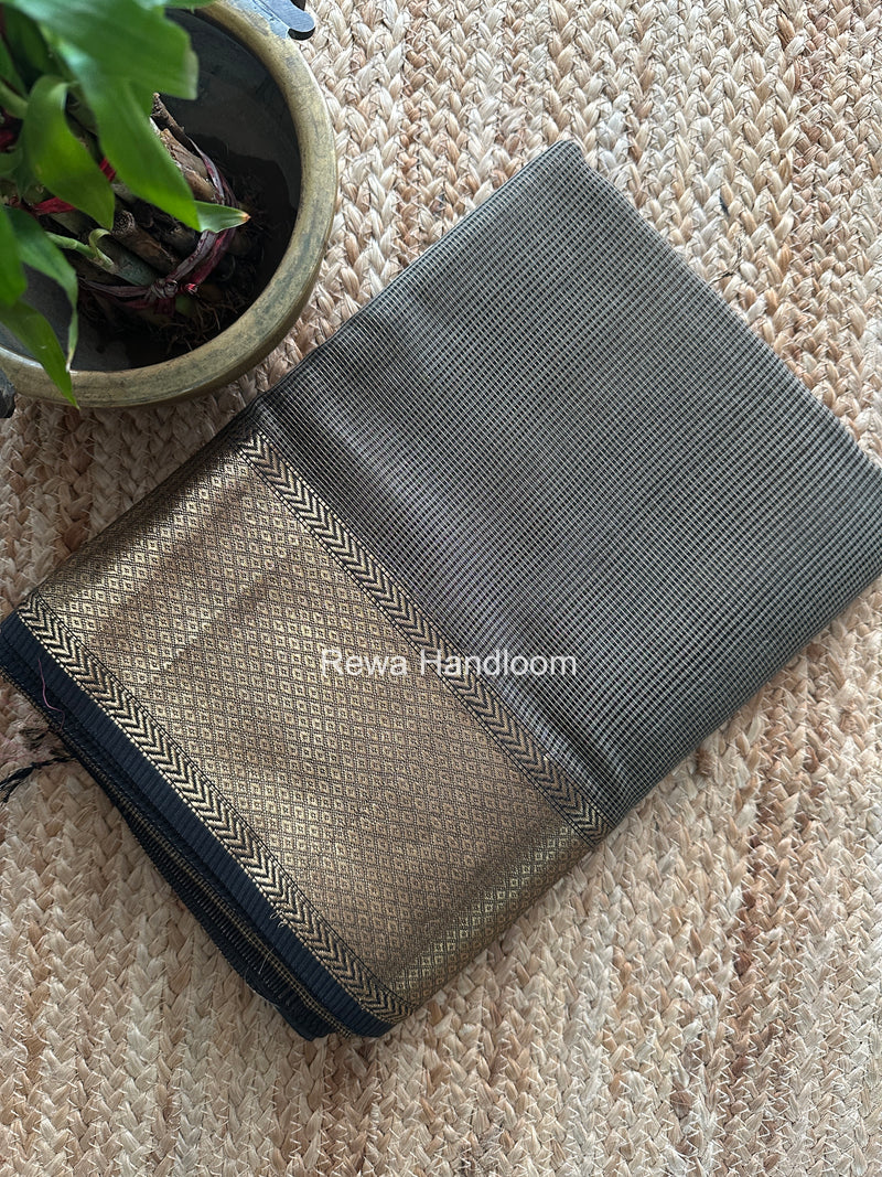 Exclusive Maheshwari Grey Tissue Silk Saree ZTS0178