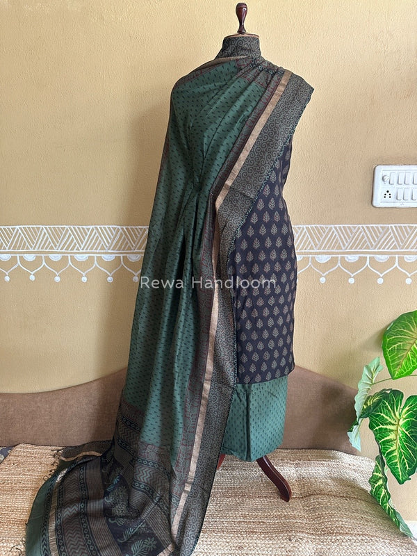 Maheshwari Black Bagh Print Suit BSP0155