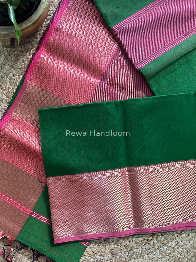 Maheshwari Mehendi Green Zari Skirt Saree ZS053