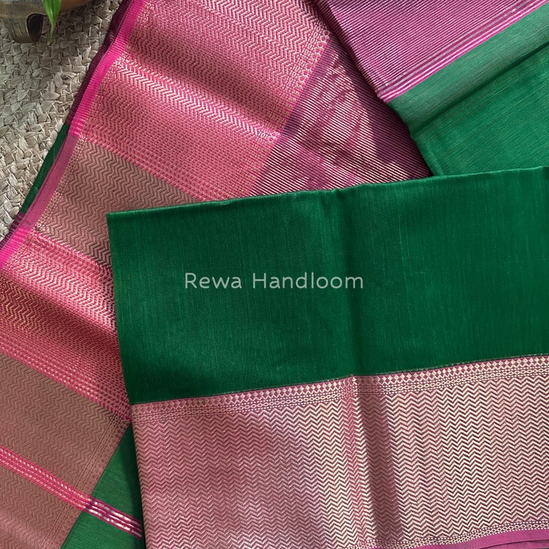Maheshwari Mehendi Green Zari Skirt Saree ZS053