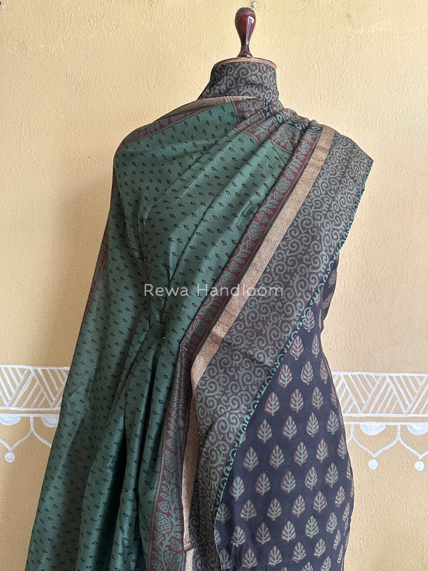 Maheshwari Black Bagh Print Suit BSP0155