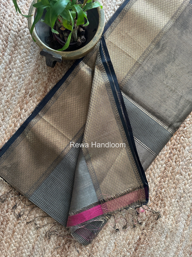 Exclusive Maheshwari Grey Tissue Silk Saree ZTS0178