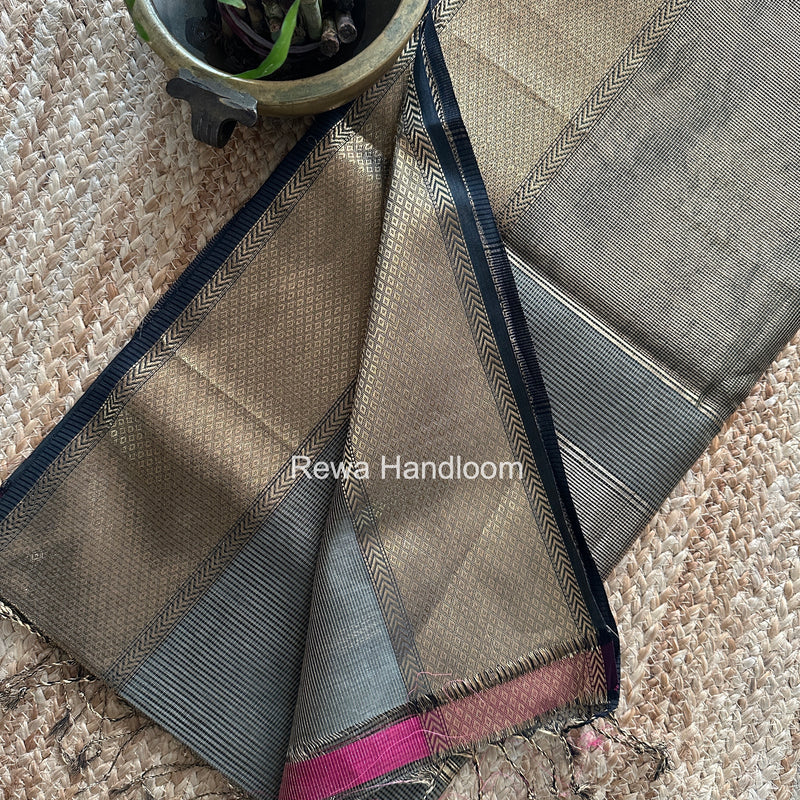 Exclusive Maheshwari Grey Tissue Silk Saree ZTS0178