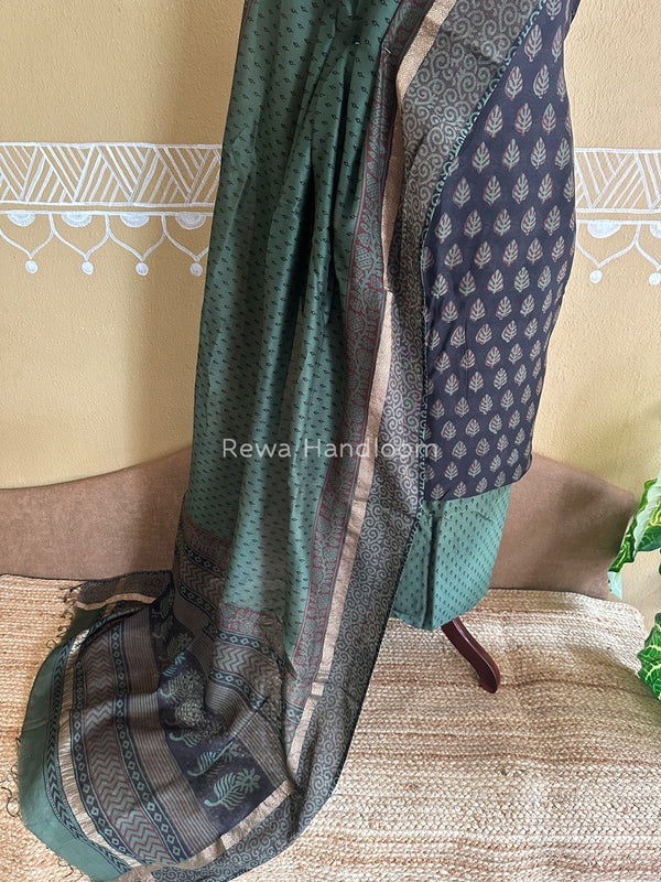 Maheshwari Black Bagh Print Suit BSP0155