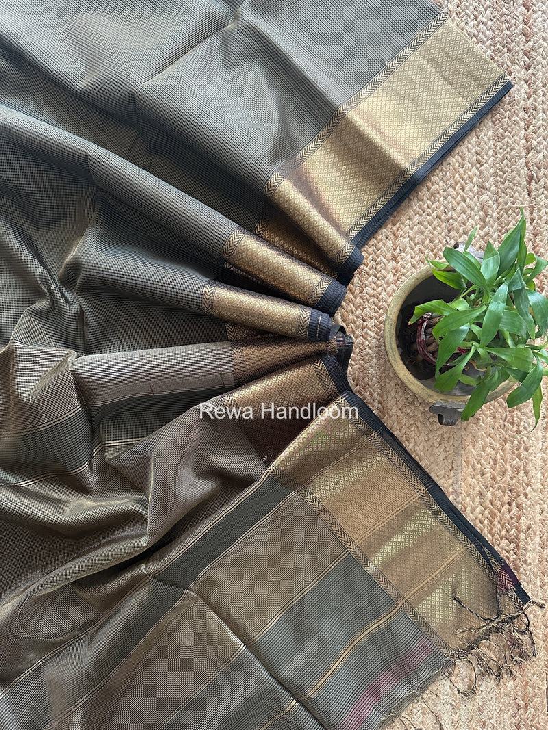 Exclusive Maheshwari Grey Tissue Silk Saree ZTS0178