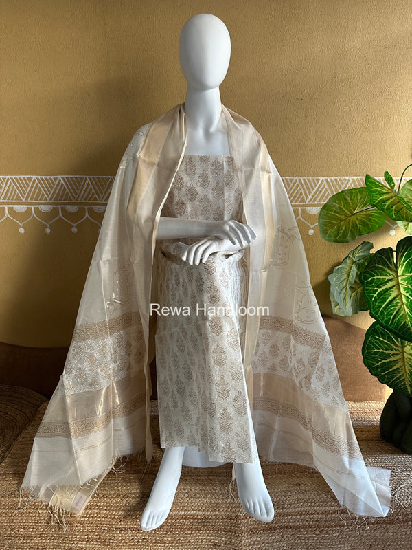 Maheshwari Handblock Print Top-Dupatta