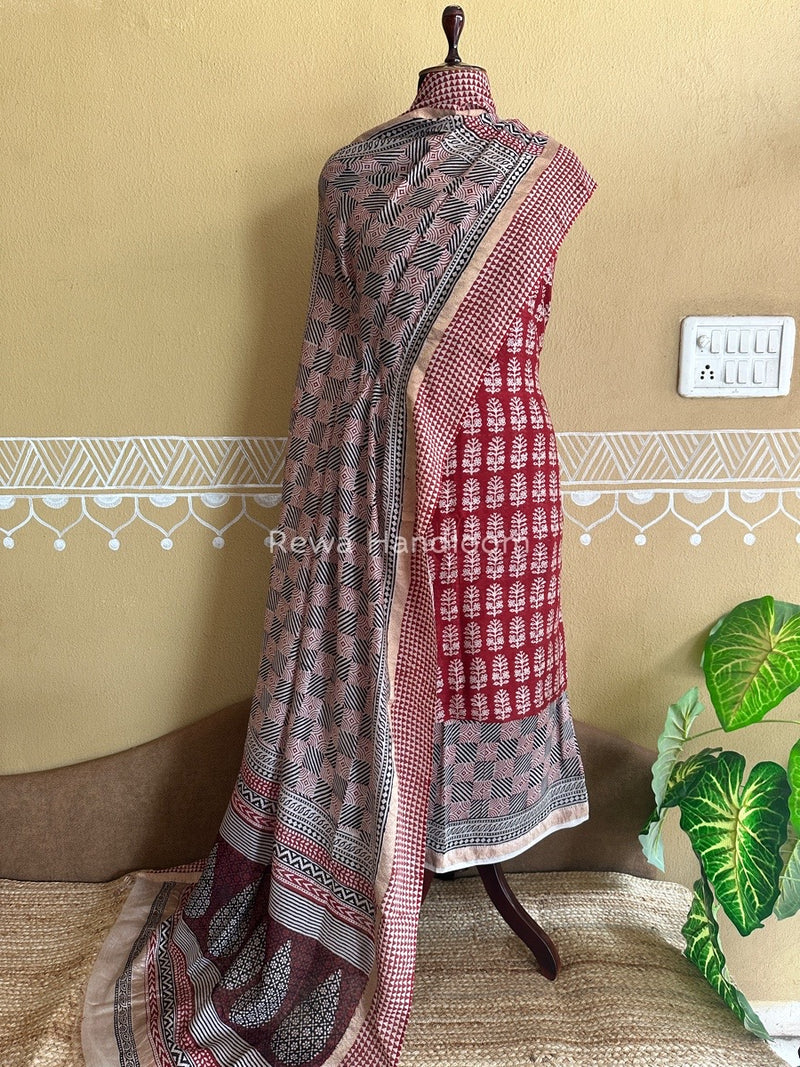 Maheshwari Red Bagh Print Suit BSP0148