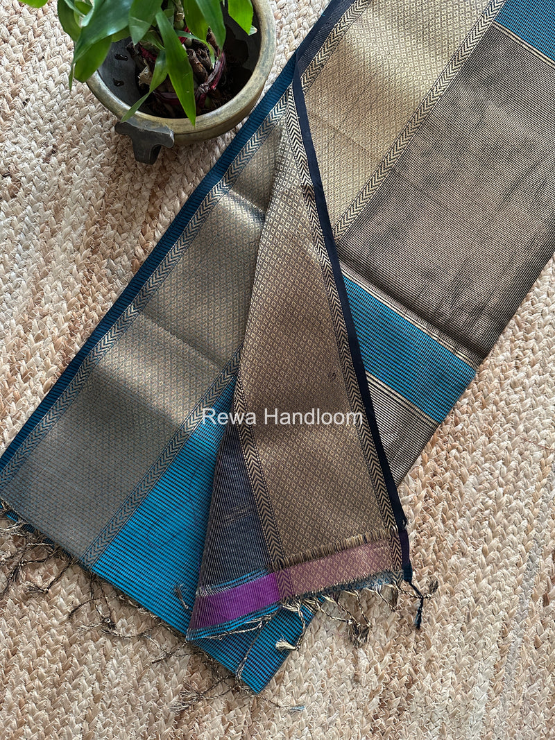 Exclusive Maheshwari Rama Green Tissue Silk Saree ZTS0176