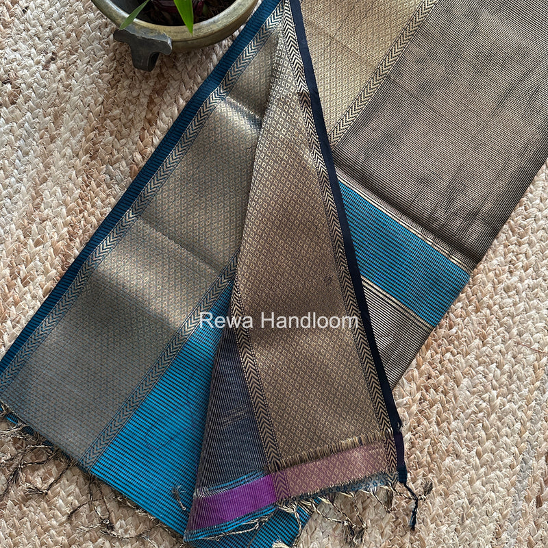 Exclusive Maheshwari Rama Green Tissue Silk Saree ZTS0176