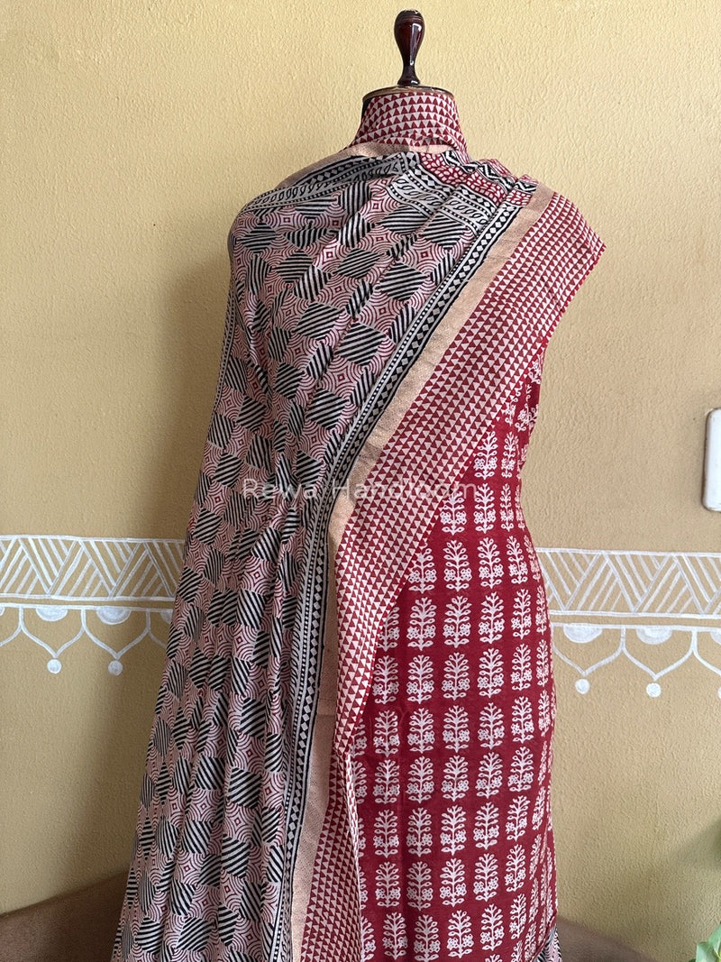 Maheshwari Red Bagh Print Suit BSP0148