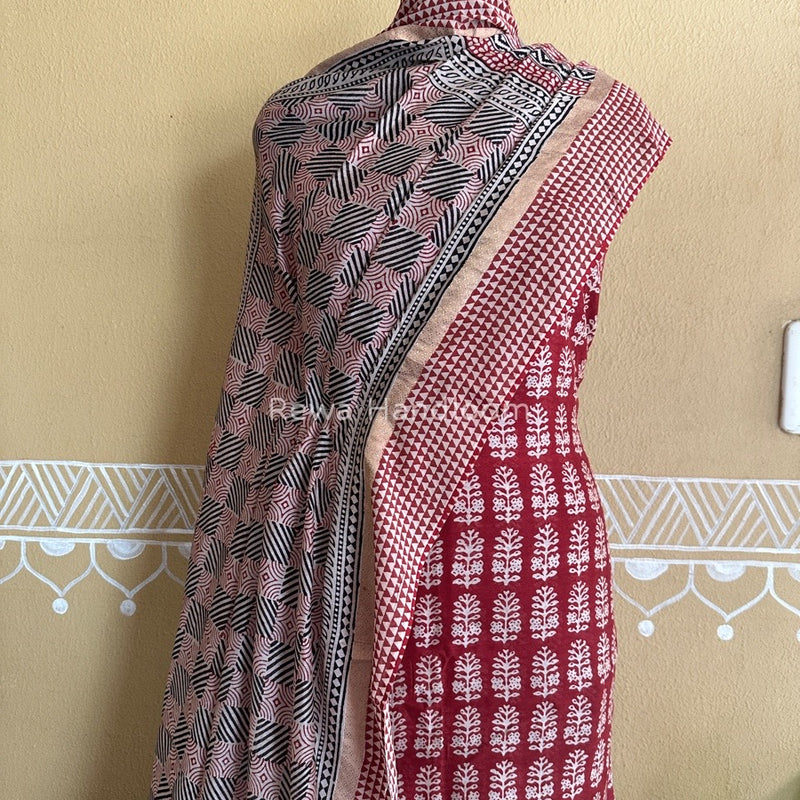 Maheshwari Red Bagh Print Suit BSP0148
