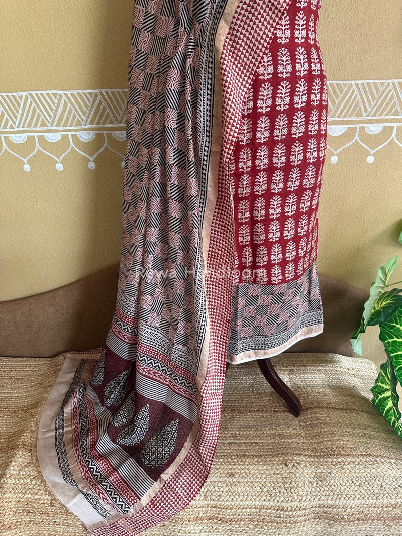 Maheshwari Red Bagh Print Suit BSP0148