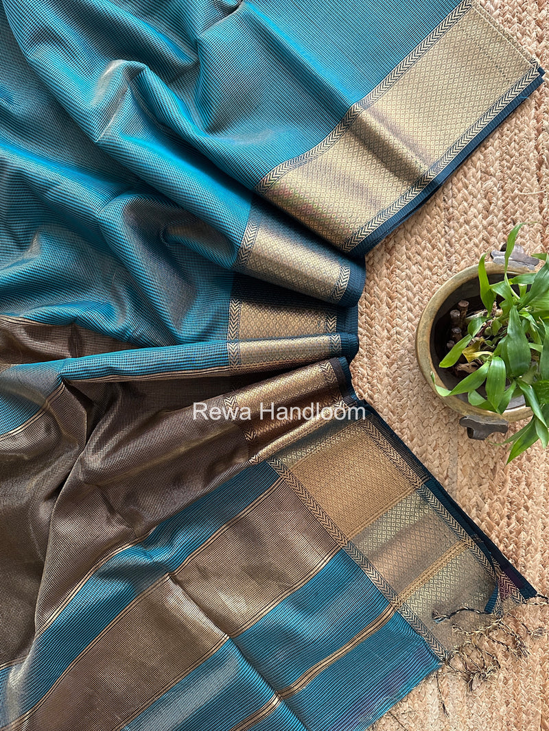 Exclusive Maheshwari Rama Green Tissue Silk Saree ZTS0176