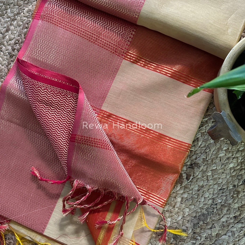 Maheshwari Light Yellow Zari Skirt Saree ZS042