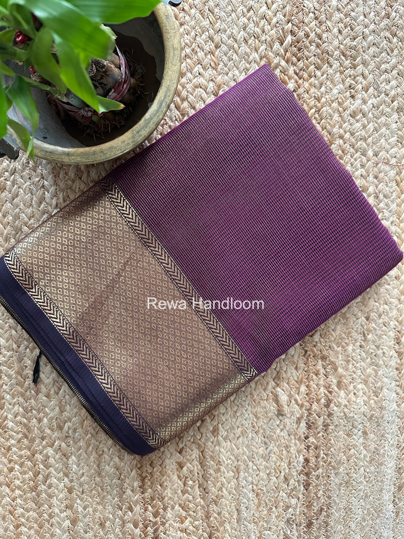 Exclusive Maheshwari Purple Tissue Silk Saree ZTS0177