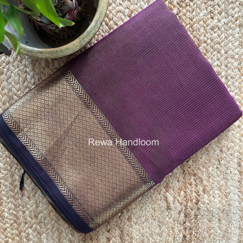 Exclusive Maheshwari Purple Tissue Silk Saree ZTS0177