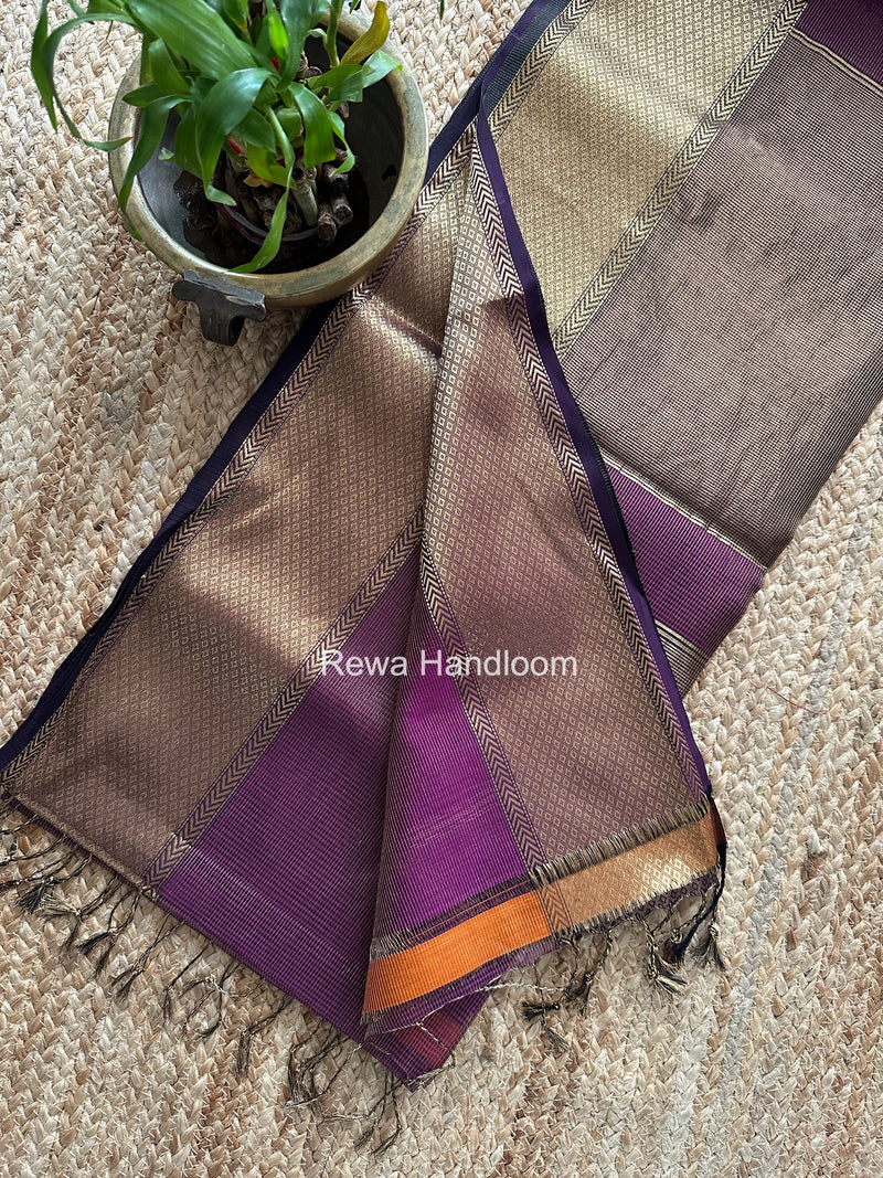 Exclusive Maheshwari Purple Tissue Silk Saree ZTS0177