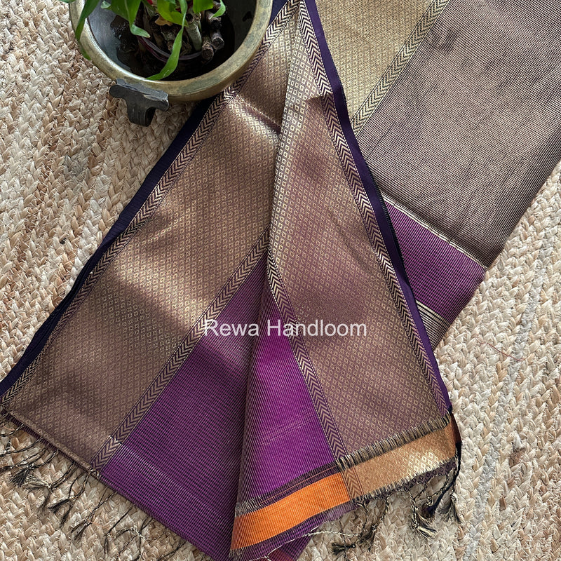 Exclusive Maheshwari Purple Tissue Silk Saree ZTS0177