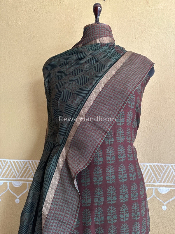 Maheshwari Maroon Bagh Print Suit BSP0153