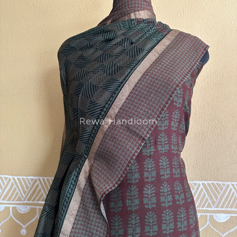 Maheshwari Maroon Bagh Print Suit BSP0153